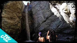 AMAZING 40 Foot NATURAL WATER SLIDE Mt Baldy Slide Stoddard Canyon Falls [upl. by Eislel]