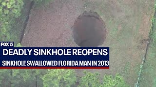 Deadly sinkhole reopens in Florida [upl. by Nairbal]