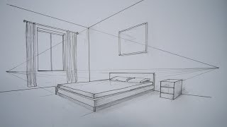 architectural how to draw a simple bedroom in 2 point perspective [upl. by Eiznikcm]