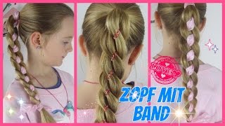 ZopfPferdeschwanz mit Band♥ 4 Strähnen Zopf♥coole Mädchen [upl. by Eadahs]