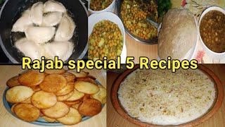 5 Special Recipes For Rajab Kundy ki Niyaz Meethi Tikyan Chana ChatKheerPooriKanji [upl. by Naujej745]