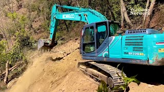 KOBELCO Excavator Paving a Path on the Hilltop [upl. by Eillib]