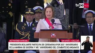 Presidenta de la República rinde homenaje a Miguel Grau Seminario héroe de la Batalla de Angamos [upl. by Sadnac]