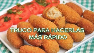 Cómo hacer croquetas y truco para hacerlas rápidamente  El Dulce Paladar [upl. by Aiciled]