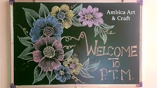 Board decoration ideas for school with chalk  Board decoration ideas for school PTM [upl. by Lagiba287]