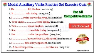 Modal Auxiliary Verbs practice set  Modal Auxiliary verbs exercise  Modal Auxiliary verbs quiz [upl. by Ansev]