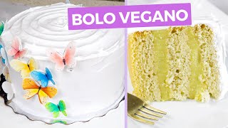 BOLO BRANCO de ANIVERSÁRIO VEGANO fofinho e DELICIOSO [upl. by Ahsert]