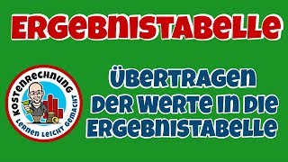 Ergebnistabelle Teil 1  Übertragen der Werte aus dem GuV in die Ergebnistabelle [upl. by Yelrahc]