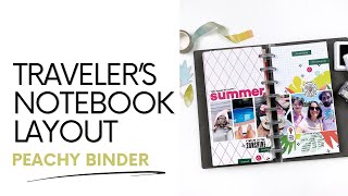 Disc Bound Travelers Notebook Layout 2023  Peachy Binder Cover [upl. by Ramonda]