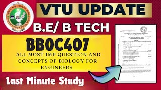 BBOC407 Last Minute study Biology for engineers Most Very imp Ques with ans vtuengineering [upl. by Park]