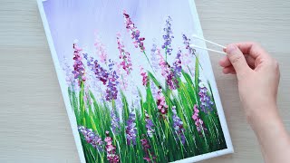 Easy acrylic painting  Easy lavender painting using cotton swabs  Painting for beginners [upl. by Gibbon]