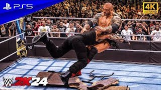 WWE 2K24  Roman Reigns vs Batista  No Holds Barred Table Match  PS5™ 4K60 [upl. by Otrevogir608]