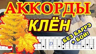 Клен Аккорды ♪ Синяя птица ♫ Разбор песни на гитаре БЕЗ БАРРЭ 🎸 Гитарный Бой для начинающих [upl. by Inad938]