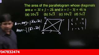 The area of the parallelogram whose diagonals are a3i ̂j ̂2k ̂ and bi ̂3j ̂4k ̂ is [upl. by Ivah]