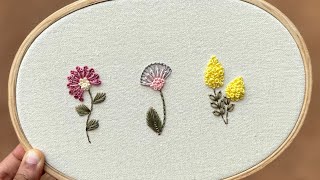 3 Beautiful Hand Embroidery Flowers 🌷Step by Step Tutorial for Beginners  Pistil Stitch  Gossamer [upl. by Jesus890]