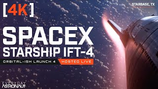 4K Watch SpaceX Starship FLIGHT 4 launch and reenter LIVE [upl. by Rocher]