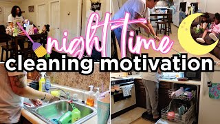 🌙NIGHT TIME CLEANING MOTIVATION  realistic clean with me  working mom cleaning routine [upl. by Kehoe]