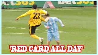 Fans baffled as Wolves star kicks Coventry player in face but avoids red card all day [upl. by Cudlip]