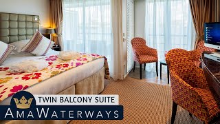 AMA Stella  Twin Balcony Stateroom Tour amp Review 4K  AMA Waterways River Cruise Category AB [upl. by Brunhilde695]