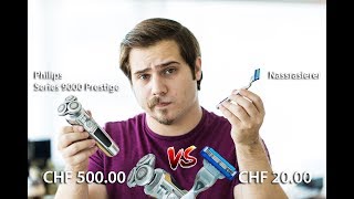 RASIERER TEST  Männerrasierer ● ELEKTRORASIERER TEST  Philips S9000 Prestige vs Nassrasierer [upl. by Eustashe]