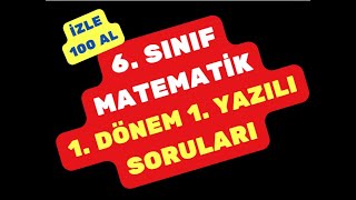 6 Sınıf Matematik 1 Dönem 1 Yazılı Soruları [upl. by Lalitta]