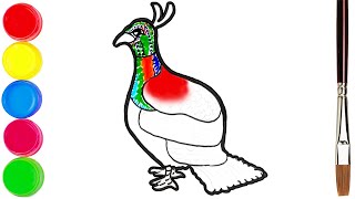 Drawing National Bird of Nepal  डाँफे  Himalayan Monal  Lophophorus Bird [upl. by Ronni634]