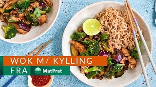 Wok med kylling og nudler  MatPrat [upl. by Norvan170]