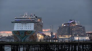 NCL CRUISE SHIPS NORWEGIAN GETAWAY amp PRIMA EVENING DEPARTURES SOUTHAMPTON 011023 [upl. by Schuster92]