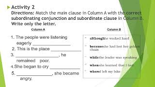 English 5 Q1 W6 Compose clear and coherent sentences Using Subordinate and Coordinate Conjunctions [upl. by Inman119]