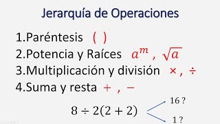 Jerarquía de operaciones concepto básico para solución de ecuaciones [upl. by Cusick]