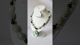 THE TURTLE SHELL Agate and Hematite Stone Necklace with Painted Ceramic Pendant FOR SALE [upl. by Thornie501]