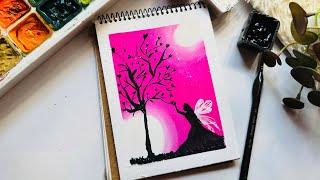 Canvas painting Easy and beautiful canvas painting for beginnersHiMi gouache painting cute art [upl. by Andrade509]