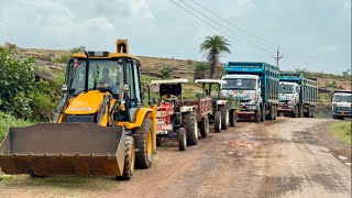 JCB 3dx loading Mud in TATA Tippers amp Tractors  Swaraj 855 Fe  New Holland 3630 4x4 Tractor [upl. by Rather]