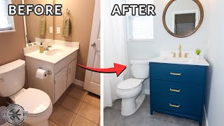 Easy Small Bathroom Remodel  DIY Makeover [upl. by Mavra122]