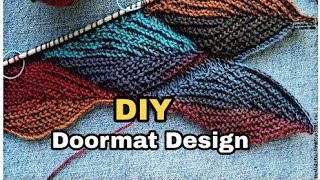 New design doormat making at home  Handmade door mat knitting pattern  Autumn Leaf design diy [upl. by Alejna]