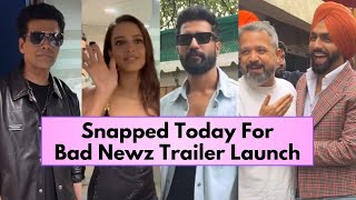 Tripti Dimri Vicky Kaushal amp Karan Johar Snapped Today For Bad Newz Trailer Launch In Mumbai [upl. by Ronym]