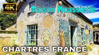 Chartres France 4K Walk  Maison Picassiette  Unique House Mosaic Made from Broken Glass [upl. by Warram]