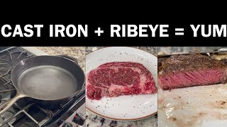 Ribeye Steak Cooked In A Cast Iron Skillet [upl. by Gonzales]