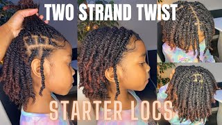 HOW TO STARTER LOCS WITH 2 STRAND TWIST ON MY DAUGHTER CREOLEJAZZ howto diy tutorial locs [upl. by Krystle743]