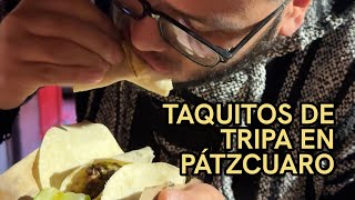 Probamos los famosos tacos de tripa del Portal Salazar en Pátzcuaro [upl. by Nahij]