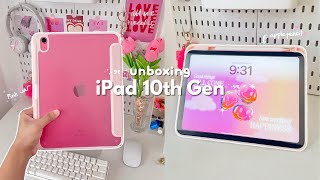 iPad 10th gen 🎀 Pink unboxing  apple pencil  accessories [upl. by Missy118]