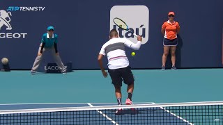 Nick Kyrgios hits nolook shot amp tweener in one rally  Miami Open 2019 [upl. by Millard368]