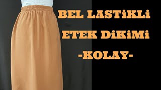 BEL LASTİKLİ ETEK DİKİMİ KOLAY Easy Skirt Sewing Without Pattern [upl. by Anaerol281]