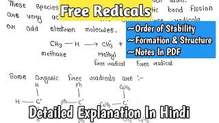 Free Radicals  Order of Stability  Formation And Structure of Free Redicals  MScNotes [upl. by Laehcor139]