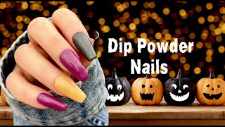 Simple Dip Powder Nails  Halloween  Fall Nails  Gel Method  Press On Nails  DIY Nails At Home [upl. by Brian]