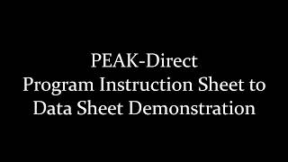 PEAKDirect Program Sheet to Data Sheet [upl. by Jacquelynn]