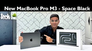 M3 MacBook Pro Unboxing amp First Impression  Space Black Colour [upl. by Anomahs]