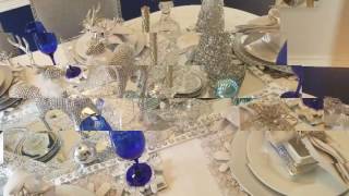 Christmas Table Scape Winter Wonderland 2016 DOLLAR TREE ITEMS [upl. by Assirrec]