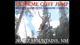 Hazardous 60 Foot High Jemez Cliff Jump into Narrow East Fork River Canyon [upl. by Meuser]