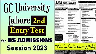 GC University Lahore 2nd Entry Test for Admissions 2023  Test Pattern  1st Test Result Date [upl. by Netnert]